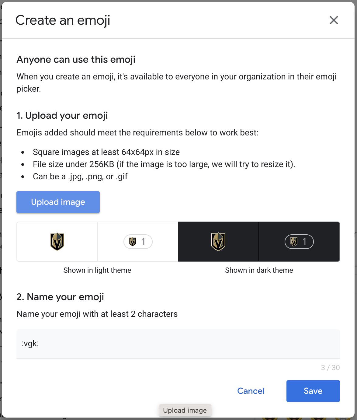 Google Chat Custom Emojis