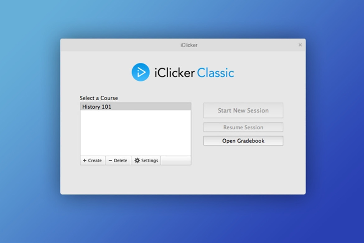 iClicker classic login screen