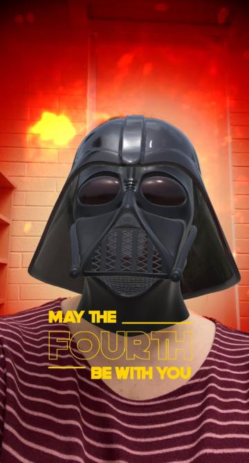 Staff member with a Darth Vader filter.