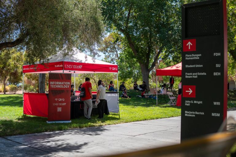 UNLV IT tent set up at Pioneer Lawn 