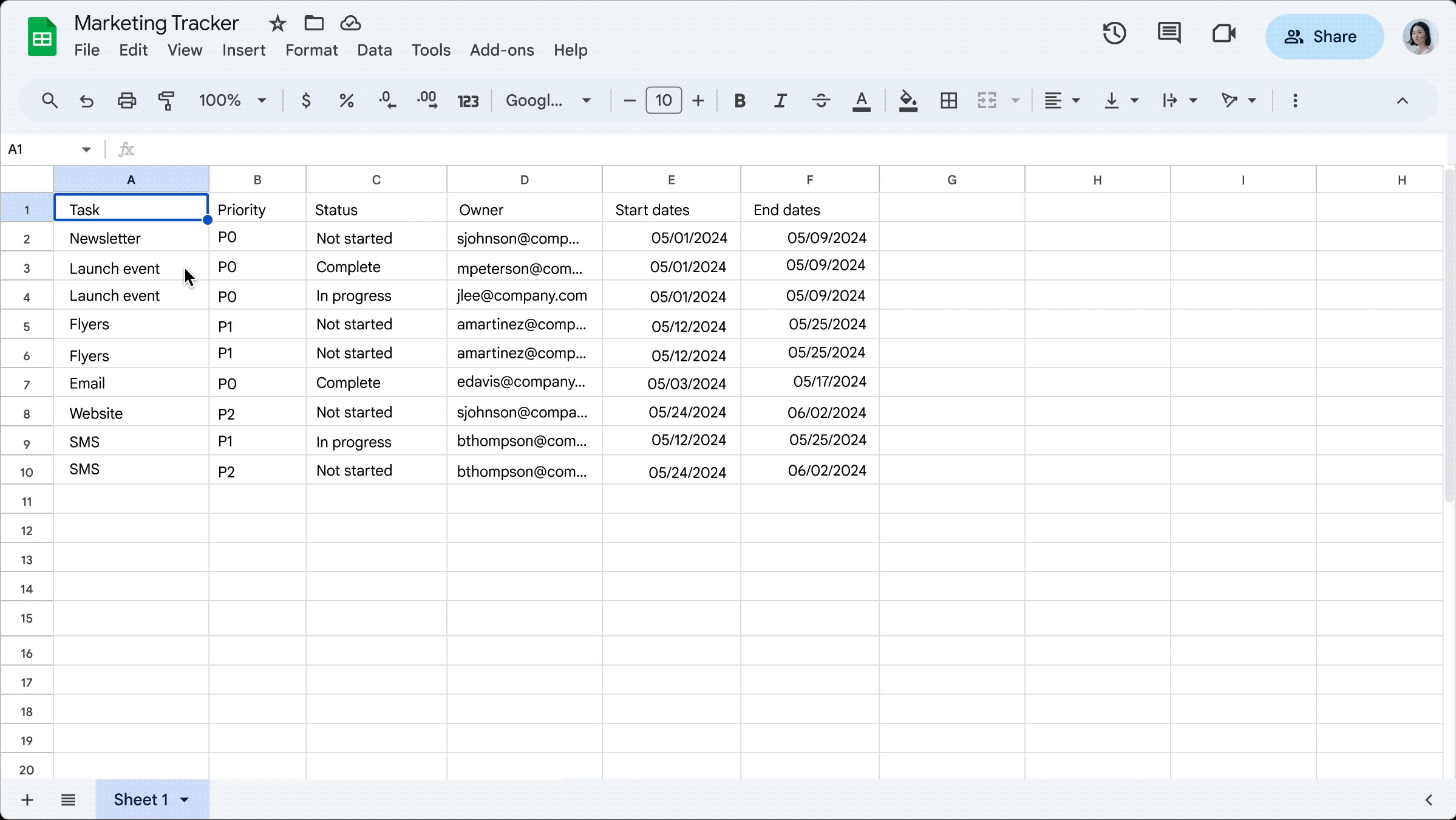 Convert Data to Tables in Google Sheets