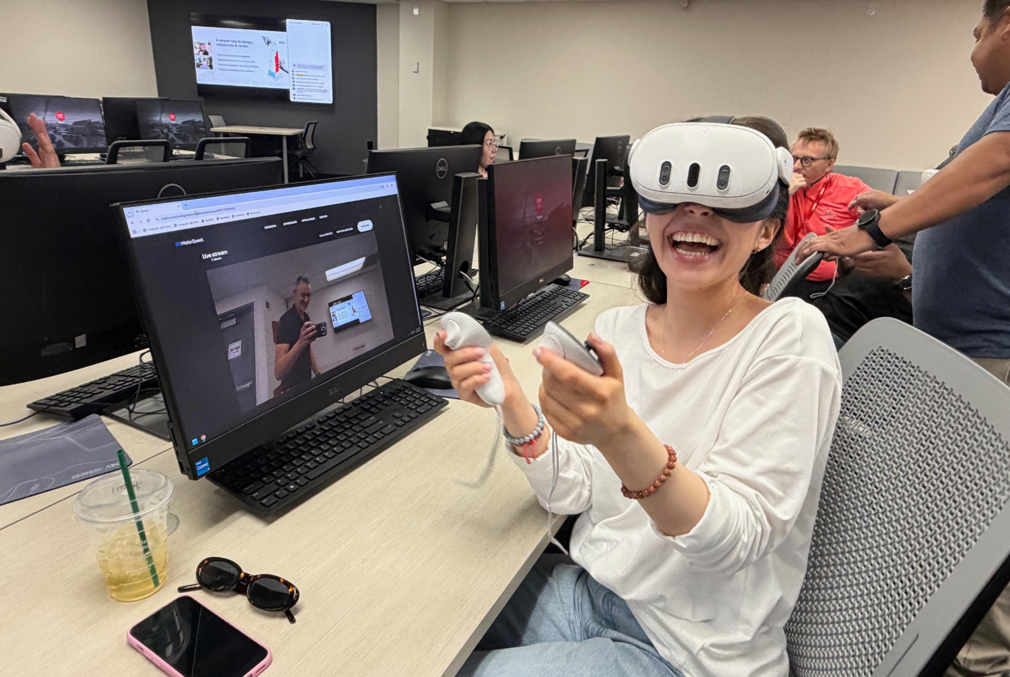 Student using VR in Immersive Learning Lab.