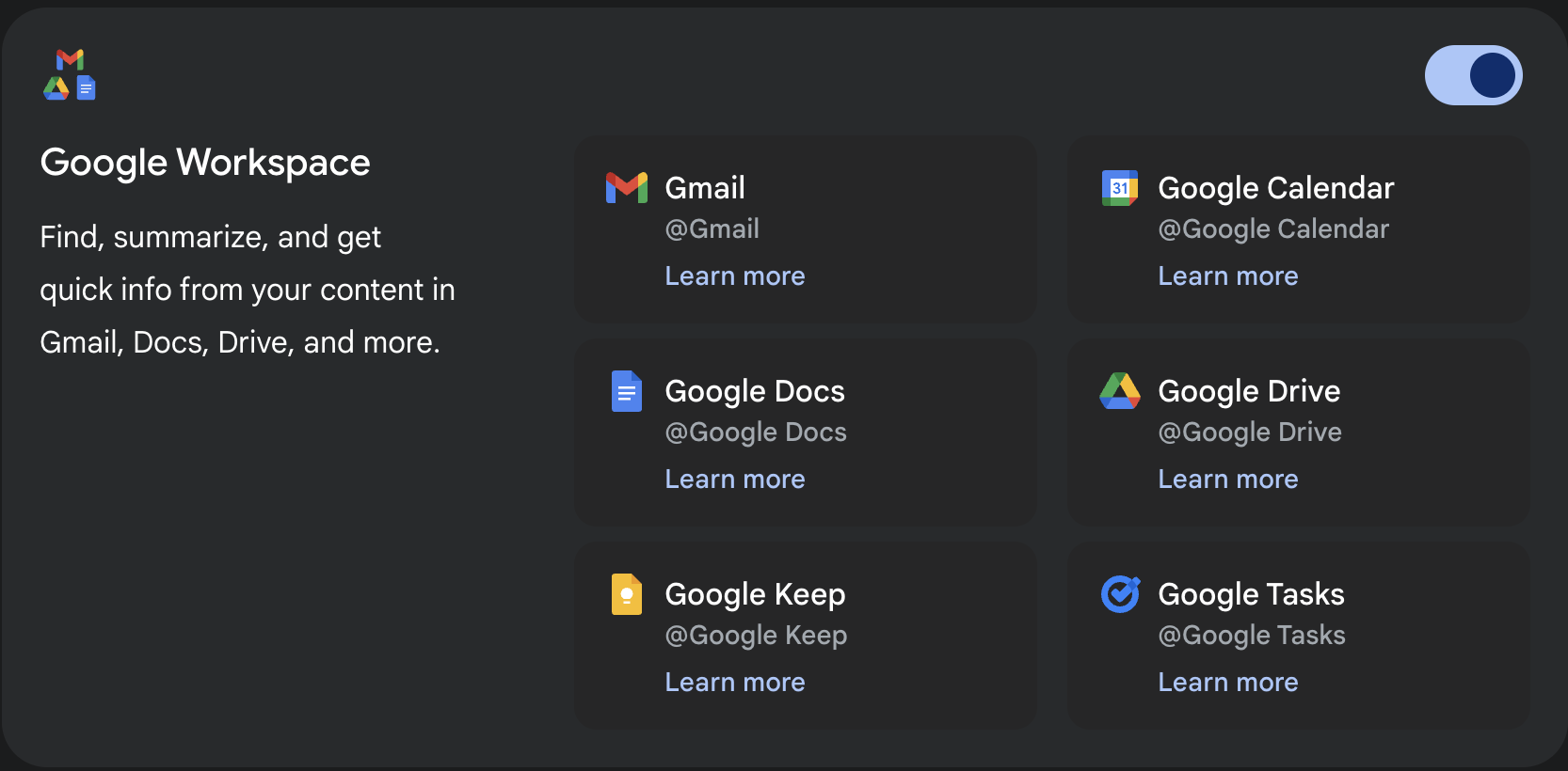 Google Workspace app in Gemini
